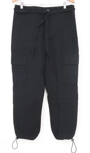 Elwood Mens Black Cotton Cargo Pants Drawstring Bungee Ankle Size 32 Streetwear thumbnail 1