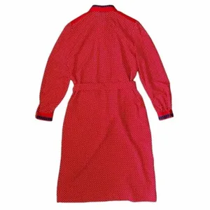 Vintage Abe Schrader Sport Red White Polka-Dot Belted Midi Shirt Dress thumbnail 9