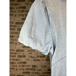 Grace + Karma | women denim button down dress puff sleeves thumbnail 4