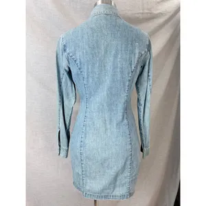 Vintage Guess Jeans USA Y2K Denim‎ Mini Dress Distressed Shacket 7 AS IS thumbnail 3