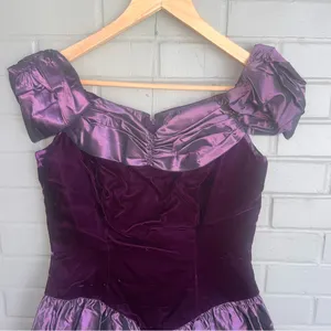 Vintage Jessica McClintock Homecoming Dress Off Shoulder Velvet Taffeta 8 thumbnail 6