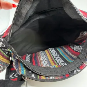 Boho Mushroom Woven Waist Pack Festival Hip Bag Multicolor Striped Fanny Pack thumbnail 11