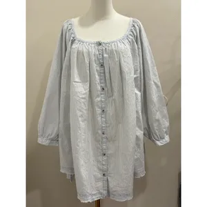 We‎ The Free Blue White Striped Relaxed Tunic or Mini Shirt Dress Large NEW Boho thumbnail 5