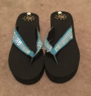 Women's Multicolor & Black Fashion Flip Flops Thong Shoes Size 10 thumbnail 1