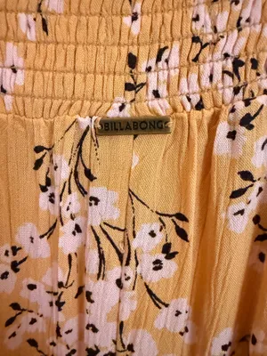 Billabong NWT Floral Yellow Wide-Leg Pants with Faux Wrap on Legs thumbnail 6
