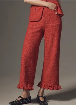 Anthropologie Maeve The Colette Crop Wide-Leg Pants: Tweed Edition, Size 27 thumbnail 3
