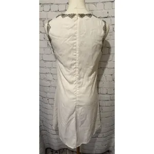 Moon sleeveless white shift dress With Silver Beading Size Small thumbnail 5