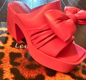 Women's pink Bow Platform Heels Red Size 10 thumbnail 1