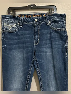 Rock Revival Easy Bootcut Embellished Embroidered Denim Jeans Women’s Size 34 thumbnail 5