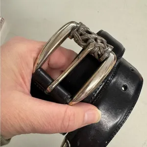 Brighton Vintage Black Leather & Silver Tone Belt Womens S Boho Chunky Western thumbnail 7
