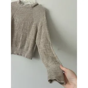 Free People Too Good Heathered Beige Knit Pullover Sweater Size Medium Cozy thumbnail 5