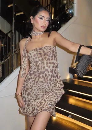 Zara Dress mini mesh sheer animal print Leopard Print Strapless Dress thumbnail 4