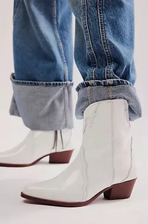 New Free People Frontier Western Boots Women's Size 36 White Patent Leather thumbnail 1