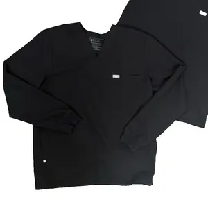 FIGS Catarina Top And Long Sleeve Shirt - Black Size Large thumbnail 1