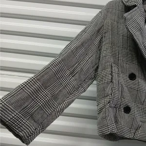 ZARA Womens Cropped Jacket XS Black White Houndstooth Plaid Preppy Chic Academia thumbnail 6