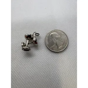 Vintage Sterling Silver Martini Glasses Charm with Red Olive Beads 925 Cocktail thumbnail 7