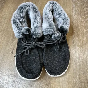 Hey Dude Britt Black Fur Lined Slip On Shoes‎ 8 thumbnail 4