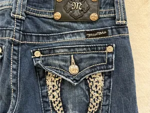 Miss Me Bootcut Jeans Size 27 Embellished Flap Pocket Y2K Denim thumbnail 8