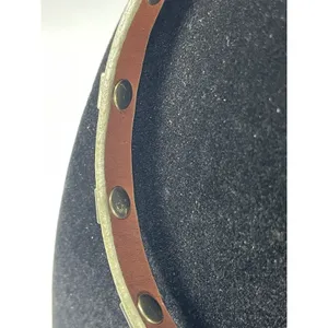Olive Green Leather Studded Choker Necklace Gold Tone Pyramid Studs 15.5” thumbnail 4