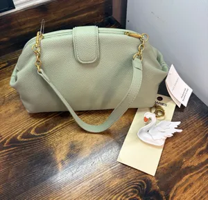Free Assembly Sage Green‎ Faux Leather Clutch Handbag And Bag Charm thumbnail 1