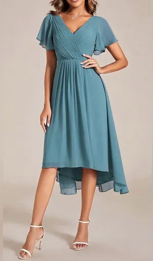 Ever Pretty Pleated Chiffon Dress Blue 1XL NWT thumbnail 1