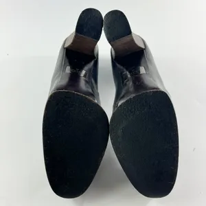 Gucci Vintage 90's Dark Taupe /Brown Leather Wood Platform Heels Shoes Women 8 thumbnail 8