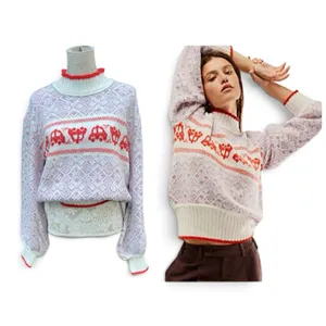 Free People Freya Fair Isle Sweater Large Boho Nordic Ski Lodge Cozy Pullover thumbnail 2