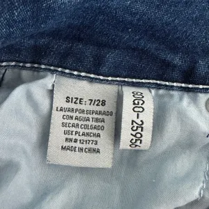 Gogo Jeans Y2k Gogo Womens Dark Wash Flare Leg‎ Embroidered Studded Denim Blue LowRise 7/28 thumbnail 9