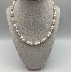 Nature Pearl Necklace 18” With Heart Clasp Sparkle thumbnail 1