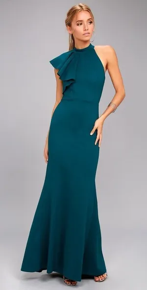 LULUS Margaux One Shoulder Maxi Dress Sz XS‎ thumbnail 1