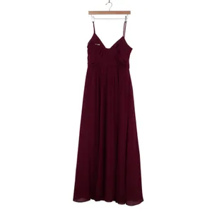 Sorella Vita Burgundy Chiffon Pleated V-Neck Maxi Bridesmaid Dress Mens Size 14 thumbnail 4