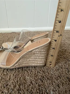 A New Day Clear Strap Espadrille Wedge Sandals Nude Beige Size 6 NWT thumbnail 6