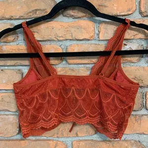 SHEIN Lace Unlined Tie Front Bra Underwire Demi Coverage Burnt Orange Size‎ M thumbnail 2
