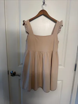 Nasty Gal Light Beige Square Neck Ruffle Strap Dress thumbnail 3