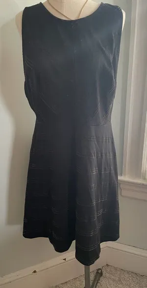 Free People Black Sleeveless Mini Chevron Stripe Dress thumbnail 1
