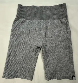 Hypr MV High-Rise Ribbed Gray Women's Bike Shorts thumbnail 1