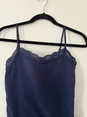 Aeropostale Navy Lace Trim Cami Tank Top Womens Medium Layering Basic 2000s thumbnail 2