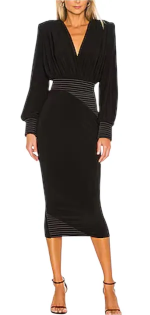 Zhivago Lover Man Long Sleeve Black Midi Dress US 2 thumbnail 1
