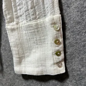 Hem &‎ Thread Ivory Lace Panel Gauze Button Down Shirt Large Boho Romantic Sheer thumbnail 9