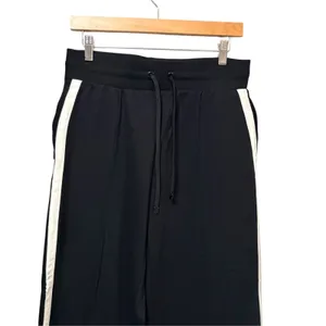 M&S Collection Womens Black Wide Leg Side Stripe Trousers Regular Size 8 US thumbnail 3