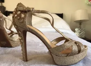 Gianni Bini Gold Sequin Heels thumbnail 1