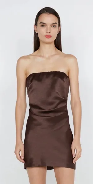 Bec + Bridge Ymone Strapless Mini Dress Dark Chocolate Size 2 thumbnail 1