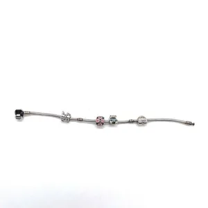 Pandora Charm Bracelet with 4 charms Babycarriage HeartTeddyBear/Pink Ball thumbnail 2