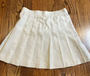 Los Angeles Apparel High-Waisted Pleated Tennis Skirt in White thumbnail 1