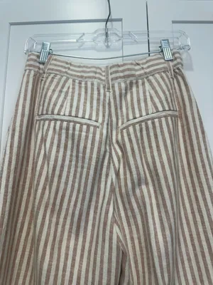 Abercrombie striped beige and white linen pants thumbnail 7
