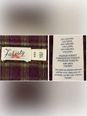 Faherty Plaid Wool Blend Popover Shirt M Burgundy Olive Long Sleeve thumbnail 4
