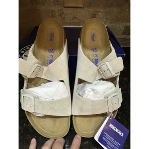 BIRKENSTOCK ARIZONA BS SOFT FOOTBED Modern SUEDE ANTIQUE WHITE Size 10 Men's thumbnail 4