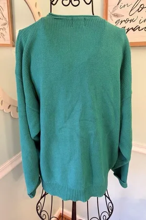 Vintage GAP Green Cardigan L Button Up Thick Chunky Preppy Yacht Yuppie knit thumbnail 2