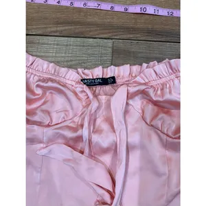 Nasty Gal Blush Pink Satin Off-Shoulder Tie-Front Crop Top thumbnail 3