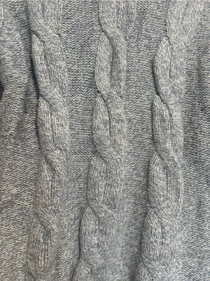 LL Bean blue chunky cable knit Sz:M mock neck wool/angora blend winter sweater. thumbnail 5